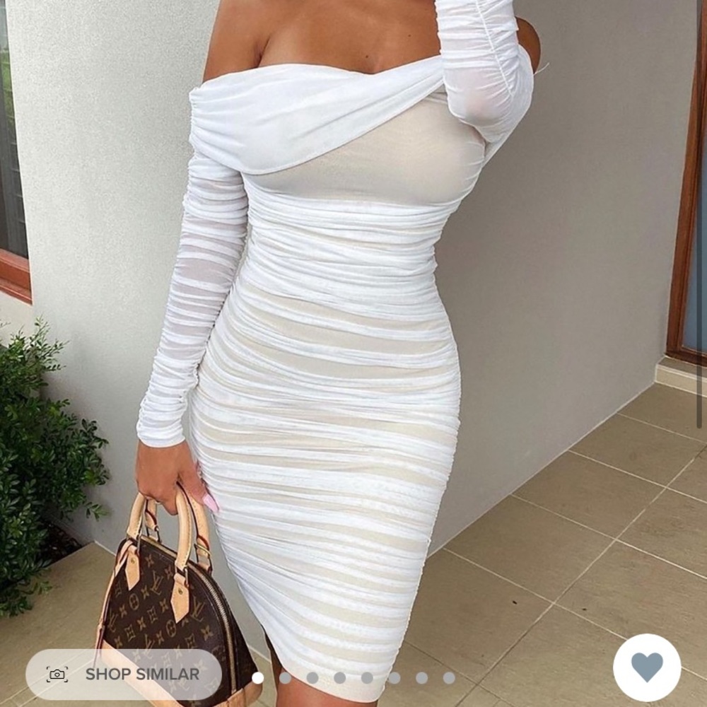 Fashion nova white dress ready in a ruched